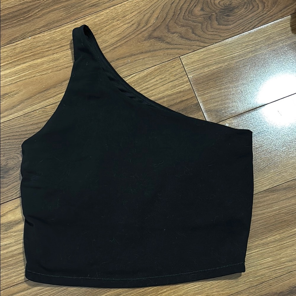 Black One-Shoulder Women's sports bra